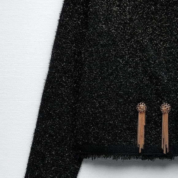 METALLIC THREAD SPARKLE KNIT CARDIGAN JACKET - Picture 7 of 12